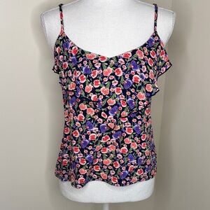 Kirra Floral Ruffled Rayon Camisole Top - Multicolor. Medium